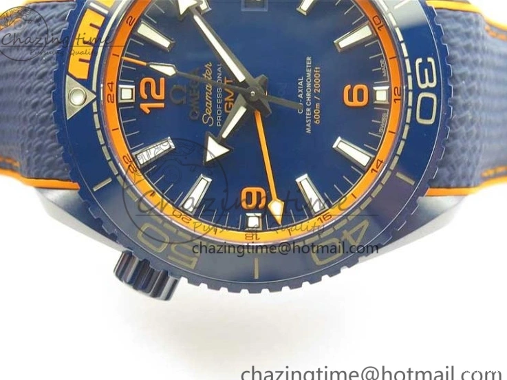 0316 Planet Ocean 45.5mm Big Blue Real Ceramic VSF 1:1 Best Edition on Blue Rubber Strap A8906 Super Clone Unique 7896